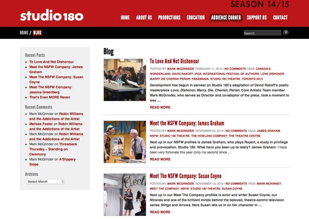Studio 180 Theatre blog