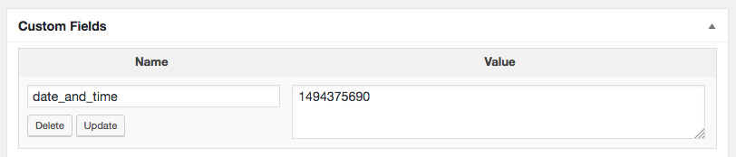 Date stored in custom field