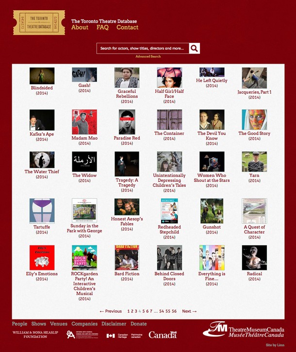 The Toronto Theatre Database shows