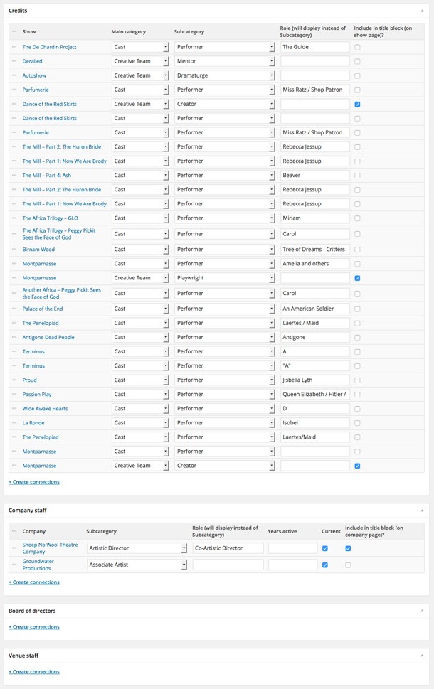 The Toronto Theatre Database admin area