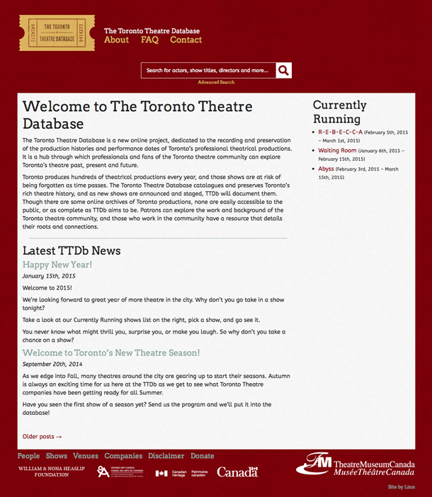 Toronto Theatre Database