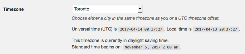 Timezone setting